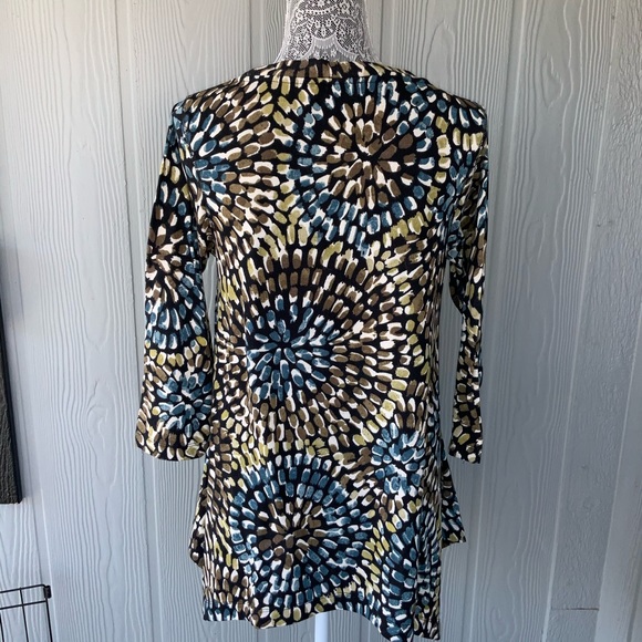 ❌📂PREMISE TUNIC TOP Abstract Floral  3/4 Slv L - Picture 5 of 6